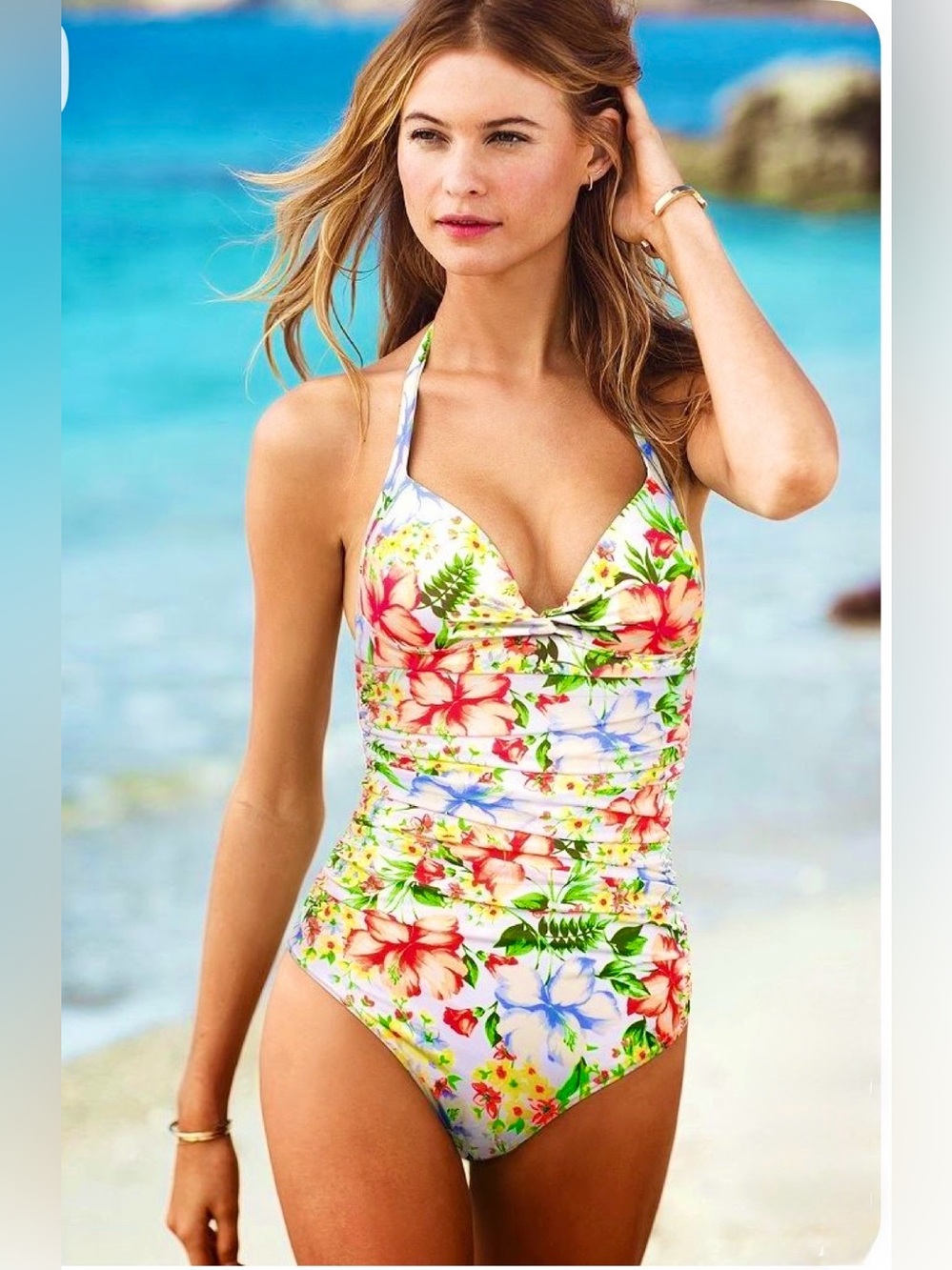 Victoria Secret pinup style one piece adjustable built in bra swimsuit slimming